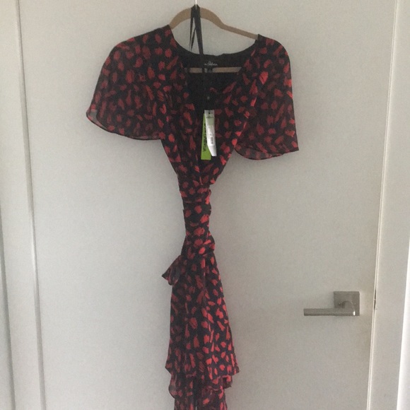 Sam Edelman Hanky Hem Dress- Black and Red - Picture 3 of 4